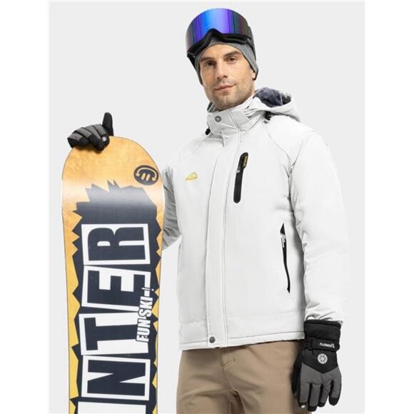 Men's Ski Snow Jacket Waterproof Winter Insulated Fleece Hooded Outdoor - Picture 2 of 7